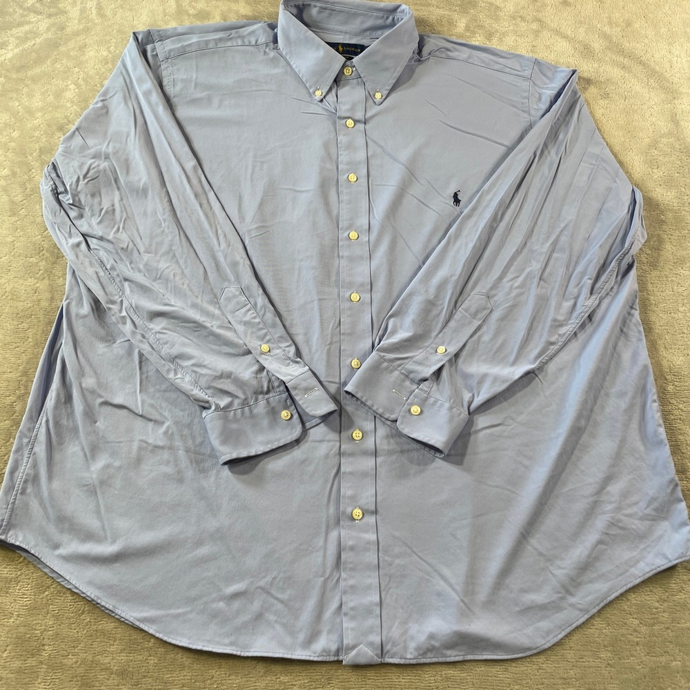 Ralph Lauren Performance Shirt Mens 2XB Light Blue Long Sleeve Button Stretch